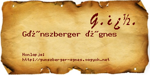 Günszberger Ágnes névjegykártya